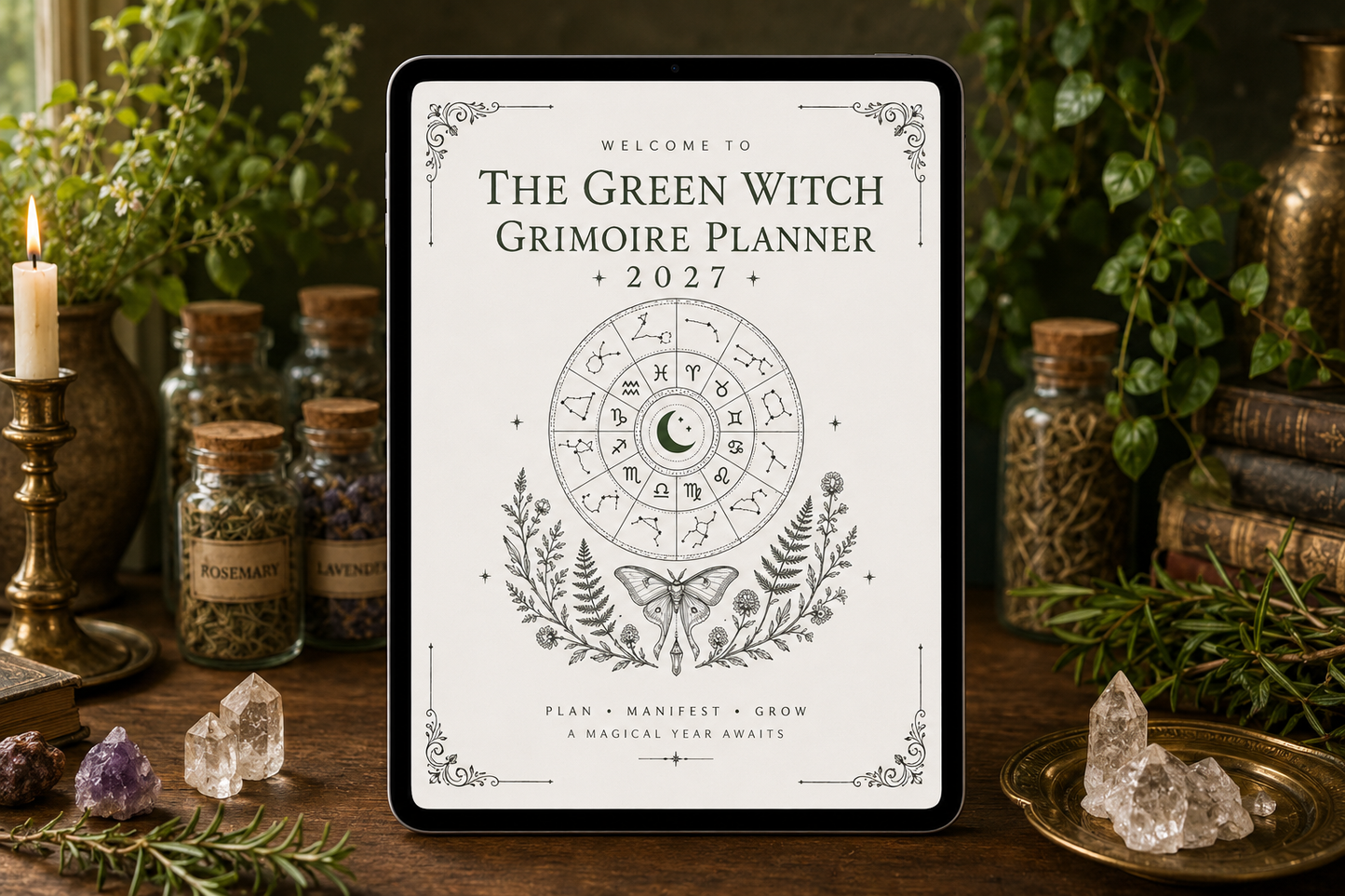 Green witch planner 2027 + 200 pages + Bonus