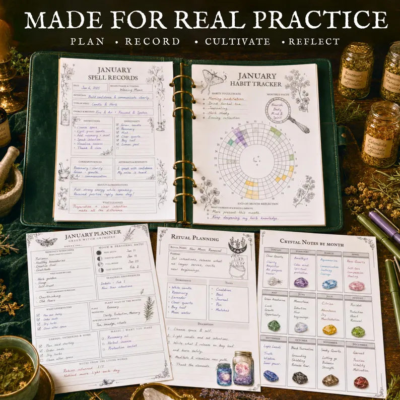 Green witch planner 2027 + 200 pages + Bonus