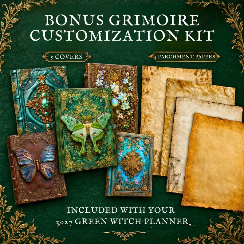Green witch planner 2027 + 200 pages + Bonus